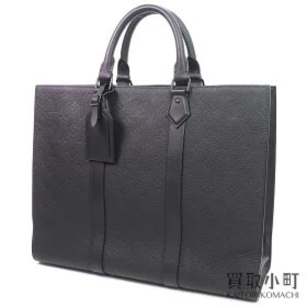 Louis Vuitton Sac Plat Taurillon Monogram Noir Black Calf Leather Shoulder Tote